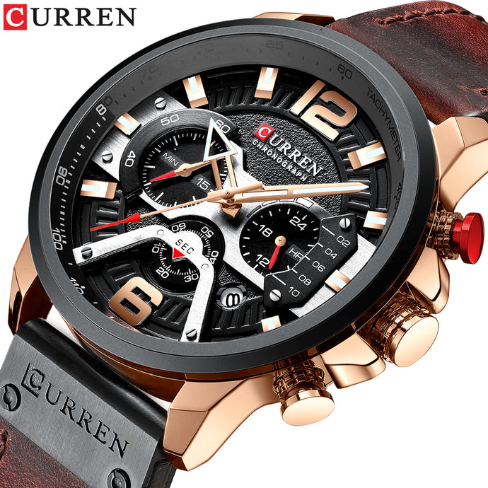 CURREN Mens Watches Top Brand Luxury Leather Sports